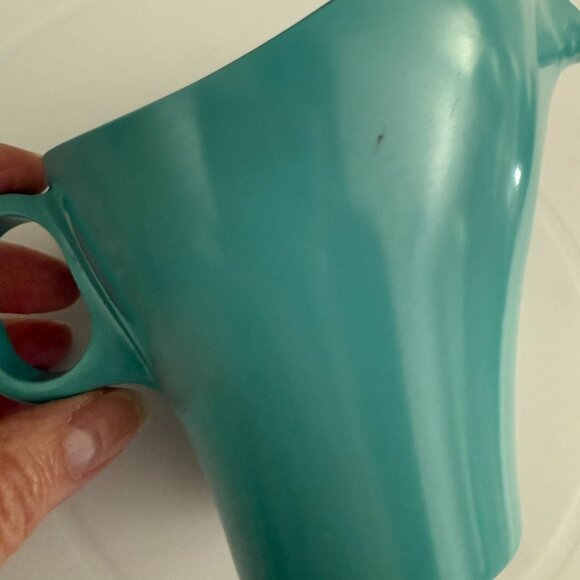 Vintage Mid Century Somerset Aqua Creamer Pitcher Boonton NJ USA 1950s 5 In Tall - Picture 5 of 11